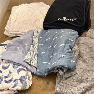 Assorted Baby/Infant Blankets - Blue, Gray, White